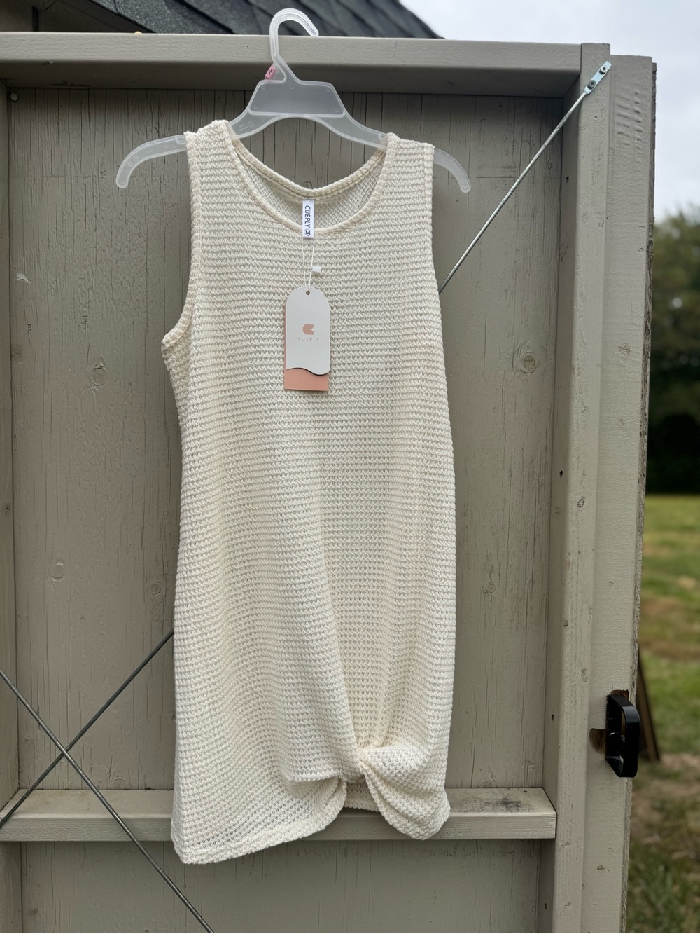 Cueply Cream Knit Swim Coverup Tank